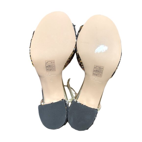 J.CREW COLLECTION GOLD LEATHER SEQUIN ANKLE STRAP HEELS SANDALS 10 NEW $298 - Picture 5 of 5